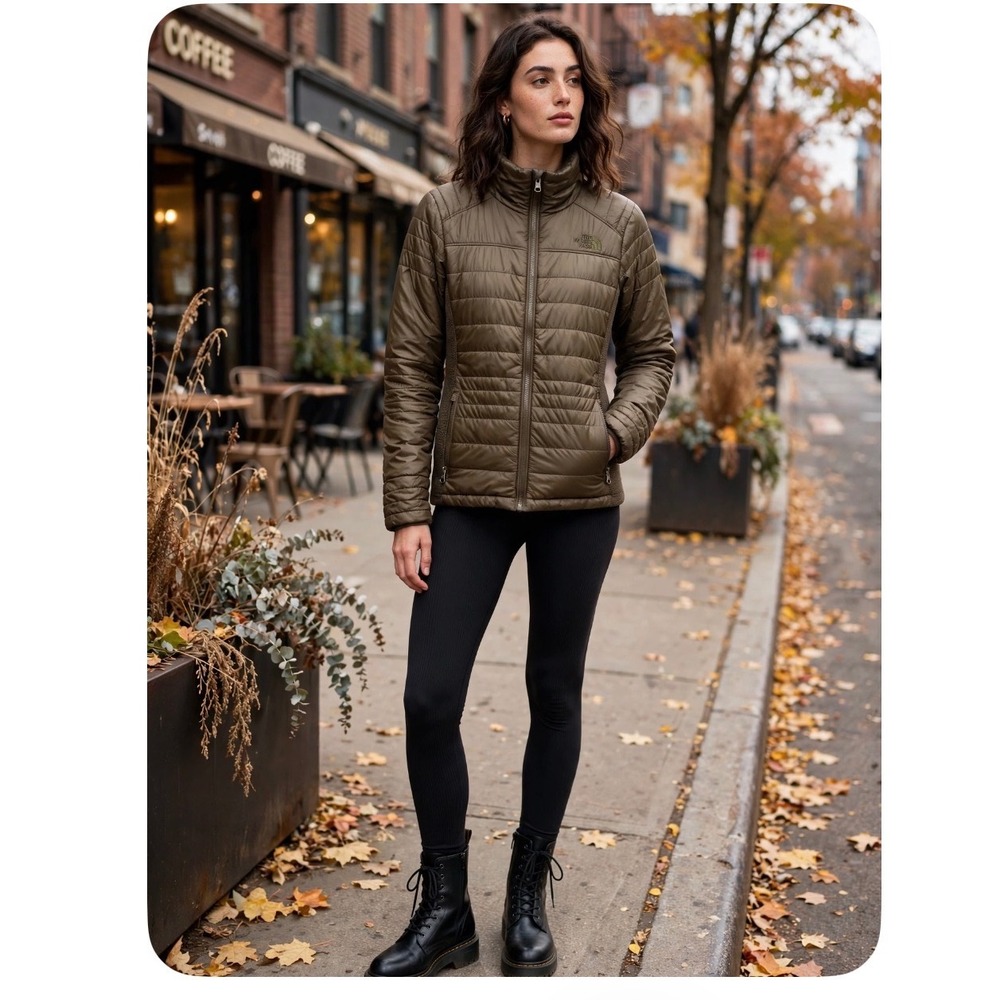 The North Face Womens Brown Hybrid Quilted Puffer Jacket Size S Full Zip Hiking